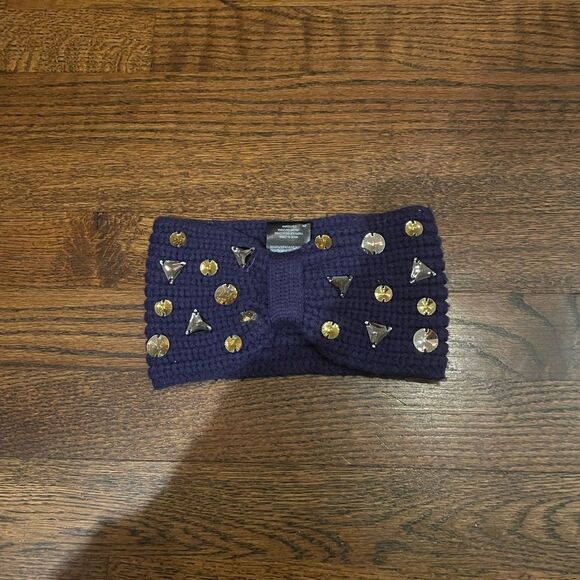 New Anthropologie Misha Embellished Ear Warmer Navy - Picture 2 of 2